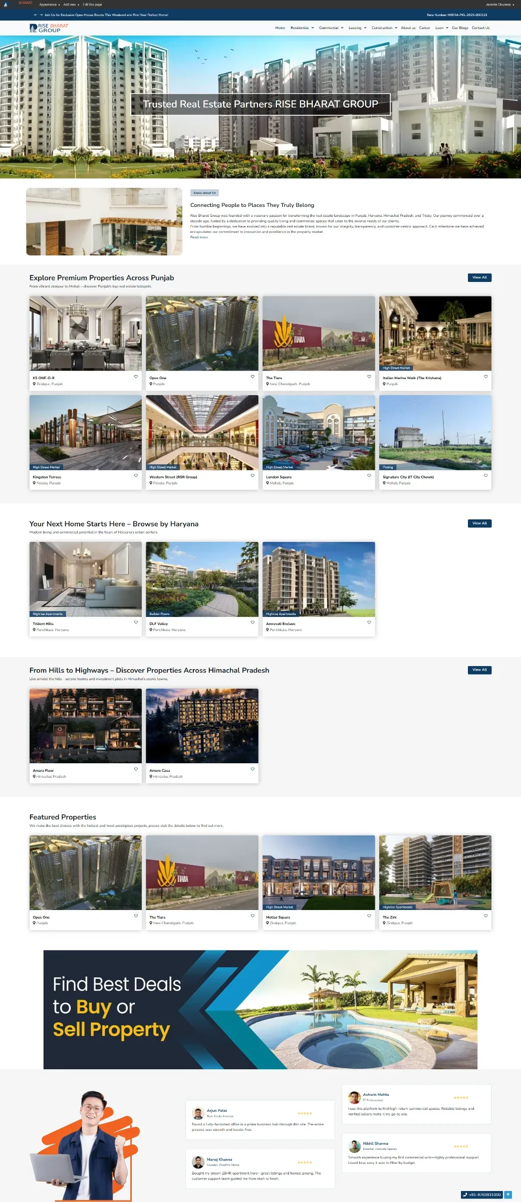 Rise Bharat Infra website screenshot